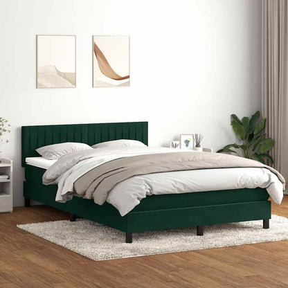 vidaXL Boxspringbett mit Matratze Dunkelgrün 160x210 cm Samt