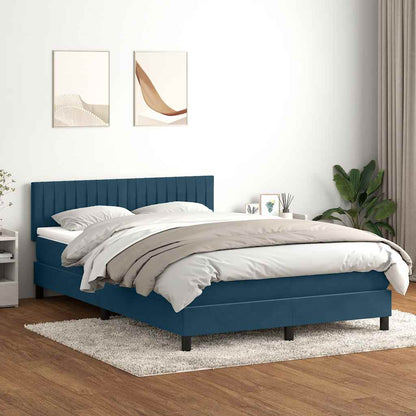 vidaXL Boxspringbett mit Matratze Dunkelblau 160x210 cm Samt