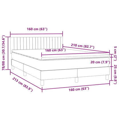 vidaXL Boxspringbett mit Matratze Dunkelblau 160x210 cm Samt