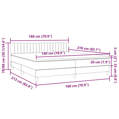 vidaXL Boxspringbett mit Matratze Hellgrau 180x210 cm Samt