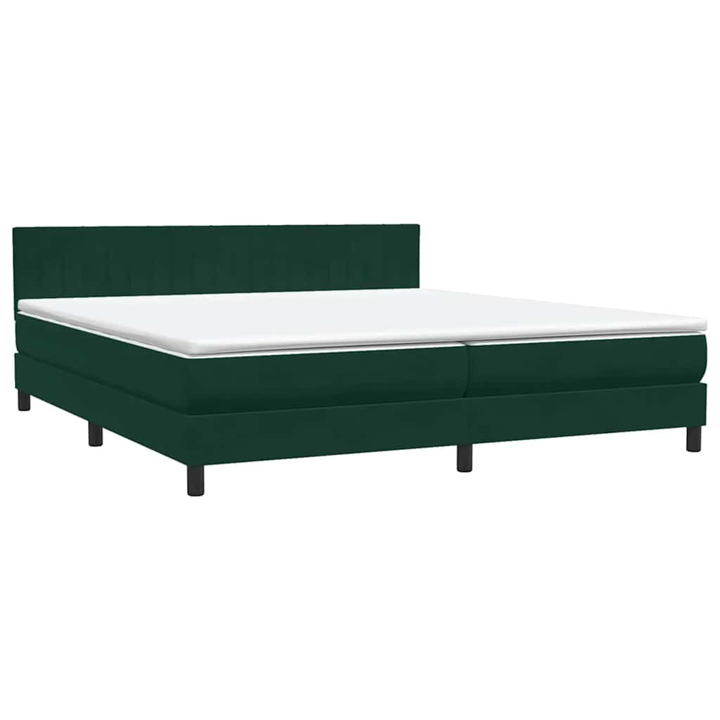 vidaXL Boxspringbett mit Matratze Dunkelgrün 180x210 cm Samt