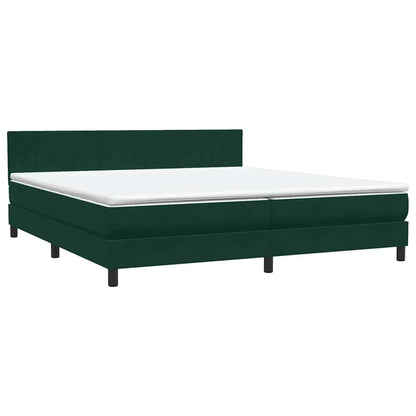 vidaXL Boxspringbett mit Matratze Dunkelgrün 180x210 cm Samt