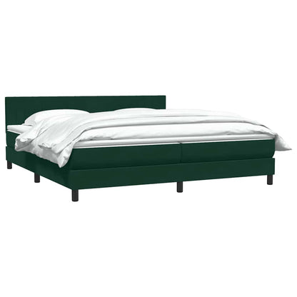 vidaXL Boxspringbett mit Matratze Dunkelgrün 180x210 cm Samt