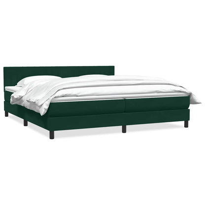 vidaXL Boxspringbett mit Matratze Dunkelgrün 180x210 cm Samt