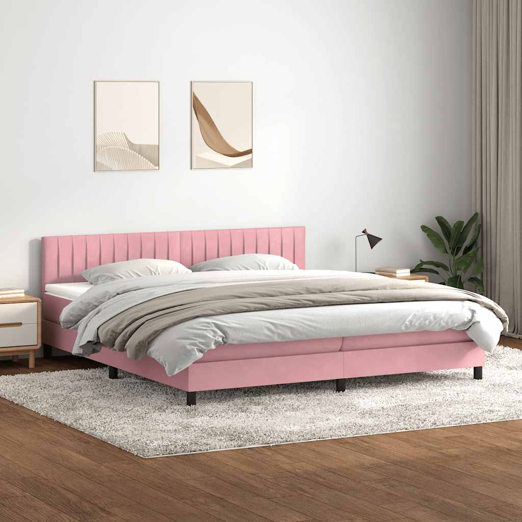 Boxspringbett mit Matratze Rosa 180x210 cm Samt