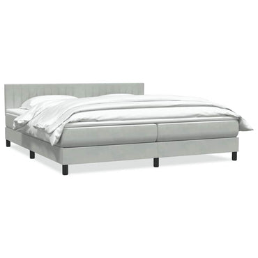 vidaXL Boxspringbett mit Matratze Hellgrau 200x210 cm Samt