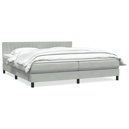 vidaXL Boxspringbett mit Matratze Hellgrau 200x210 cm Samt