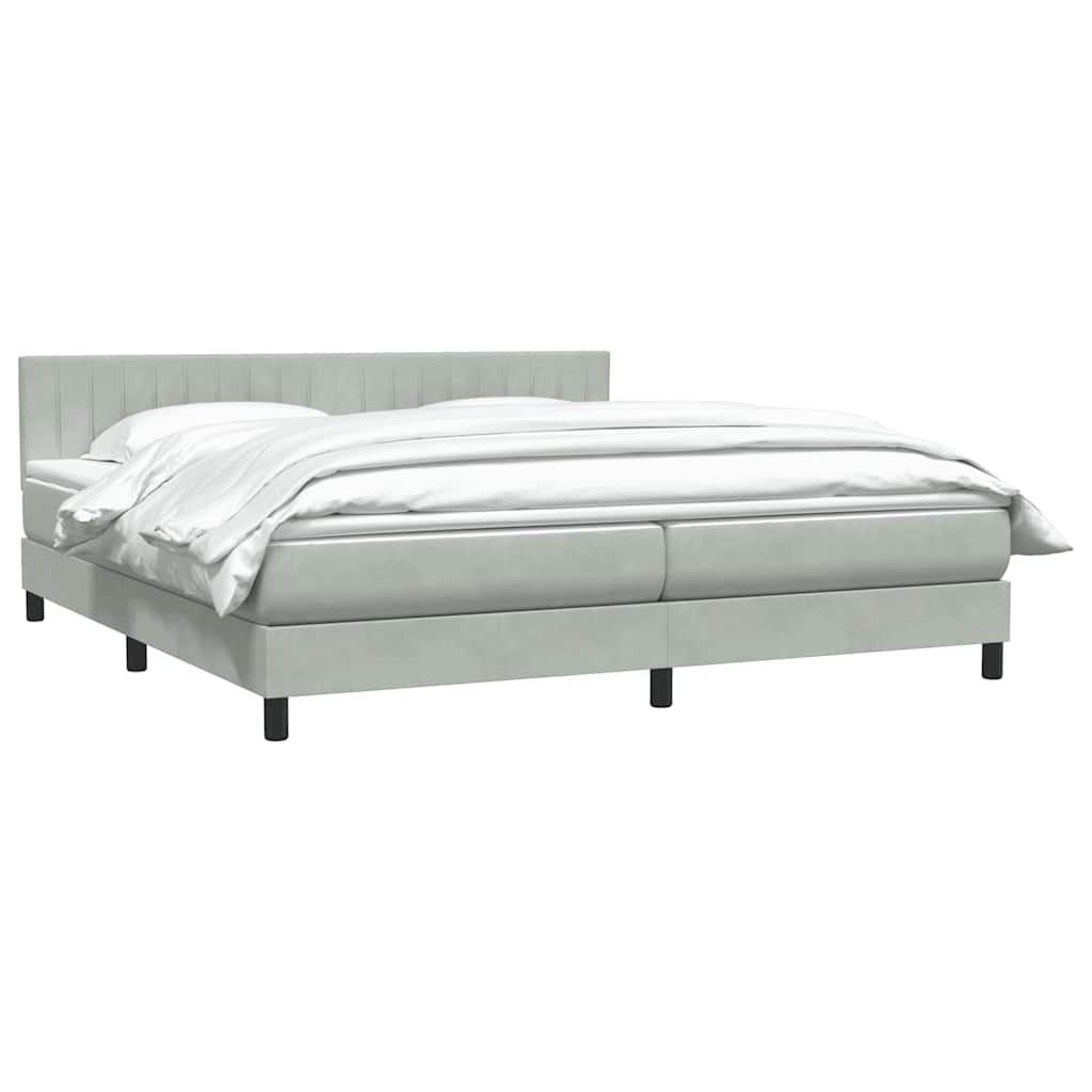 vidaXL Boxspringbett mit Matratze Hellgrau 200x210 cm Samt