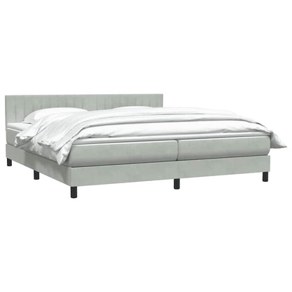 vidaXL Boxspringbett mit Matratze Hellgrau 200x210 cm Samt