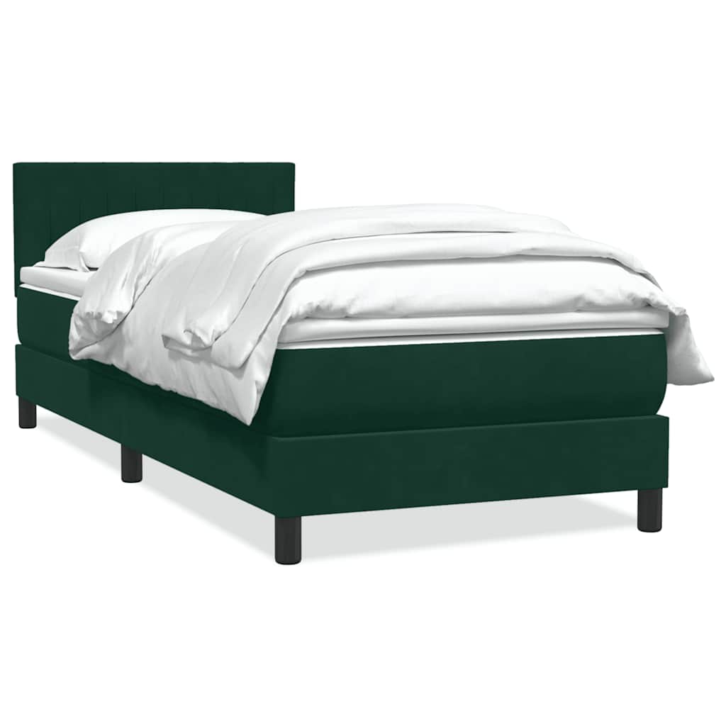 vidaXL Boxspringbett mit Matratze Dunkelgrün 90x220 cm Samt