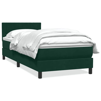 vidaXL Boxspringbett mit Matratze Dunkelgrün 90x220 cm Samt