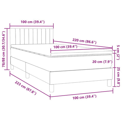 vidaXL Boxspringbett mit Matratze Schwarz 100x220 cm Samt