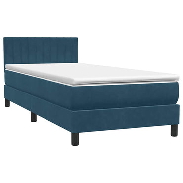 vidaXL Boxspringbett mit Matratze Dunkelblau 100x220 cm Samt