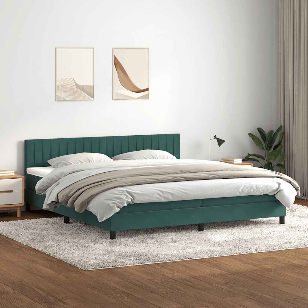 Boxspringbett mit Matratze Dunkelgrün 180x220 cm Samt