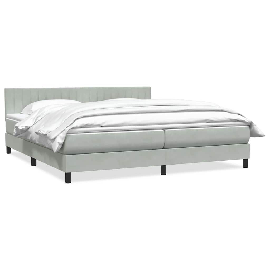 vidaXL Boxspringbett mit Matratze Hellgrau 200x220 cm Samt