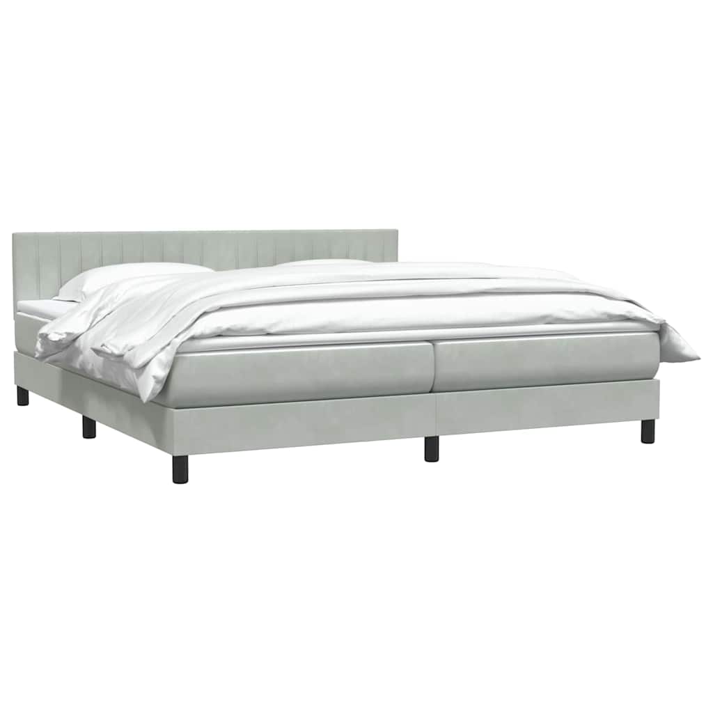 vidaXL Boxspringbett mit Matratze Hellgrau 200x220 cm Samt