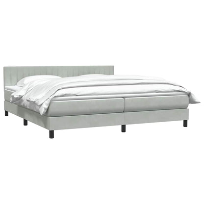 vidaXL Boxspringbett mit Matratze Hellgrau 200x220 cm Samt
