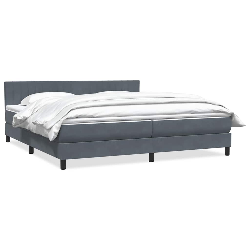 vidaXL Boxspringbett mit Matratze Dunkelgrau 200x220 cm Samt