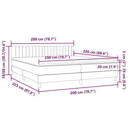 vidaXL Boxspringbett mit Matratze Dunkelgrau 200x220 cm Samt