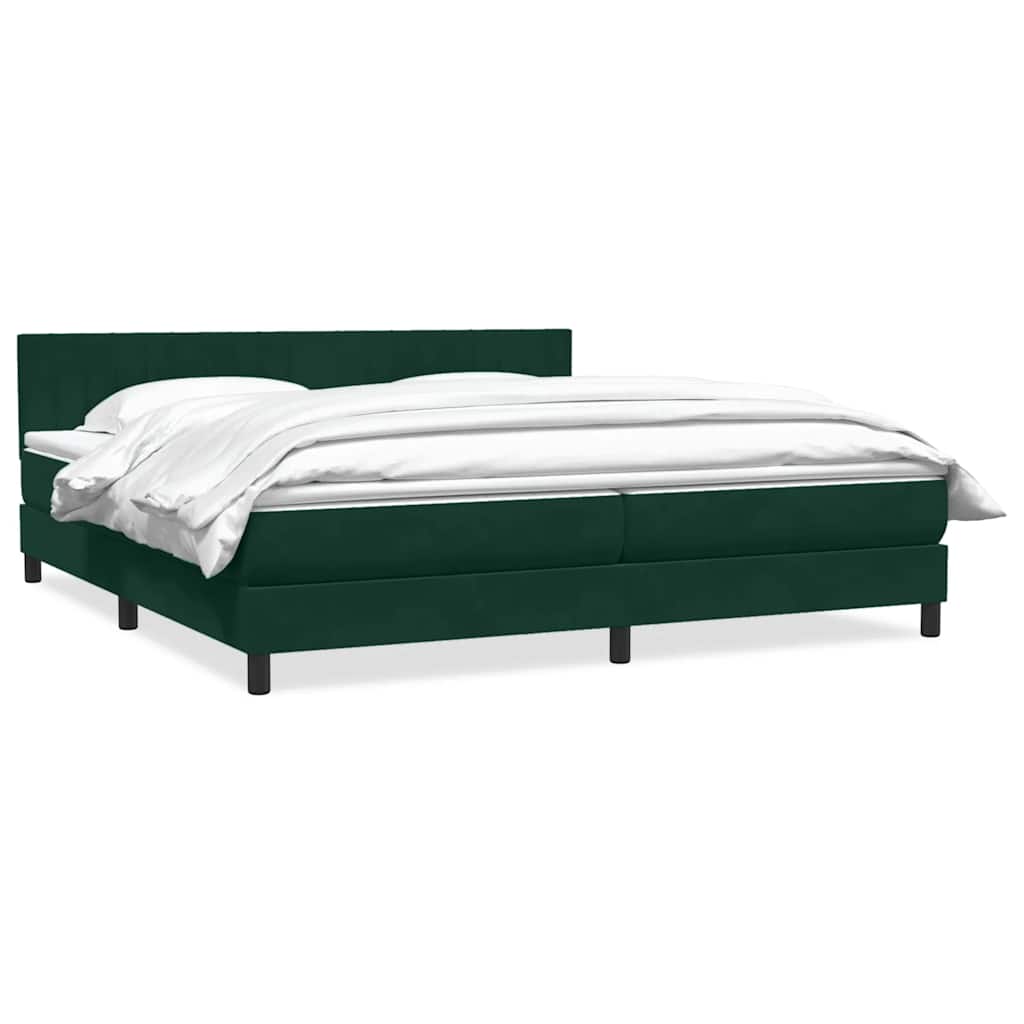 vidaXL Boxspringbett mit Matratze Dunkelgrün 200x220 cm Samt