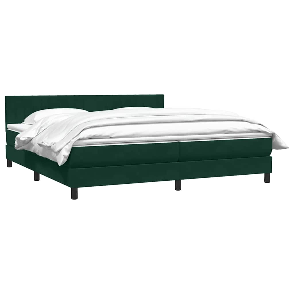 vidaXL Boxspringbett mit Matratze Dunkelgrün 200x220 cm Samt