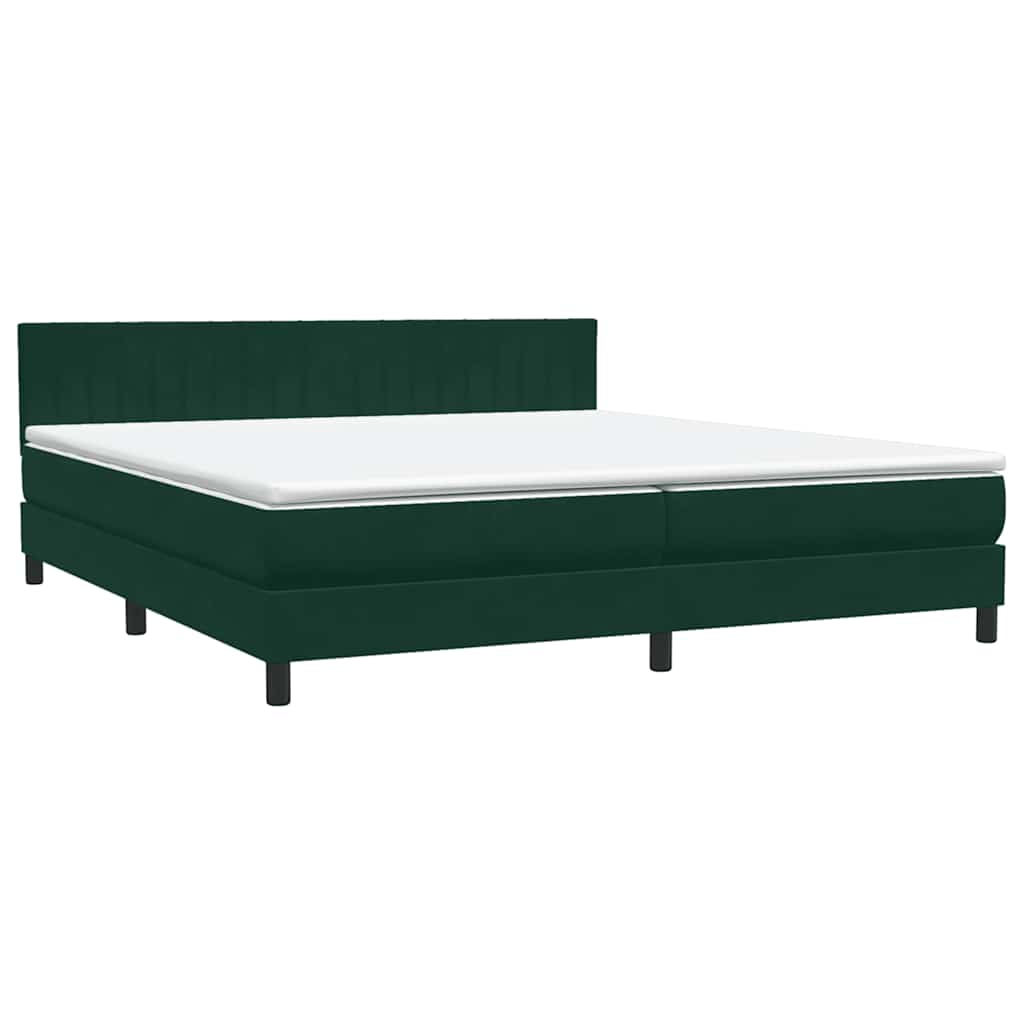 vidaXL Boxspringbett mit Matratze Dunkelgrün 200x220 cm Samt