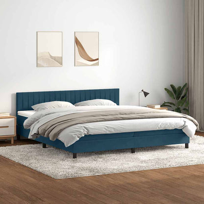 vidaXL Boxspringbett mit Matratze Dunkelblau 200x220 cm Samt