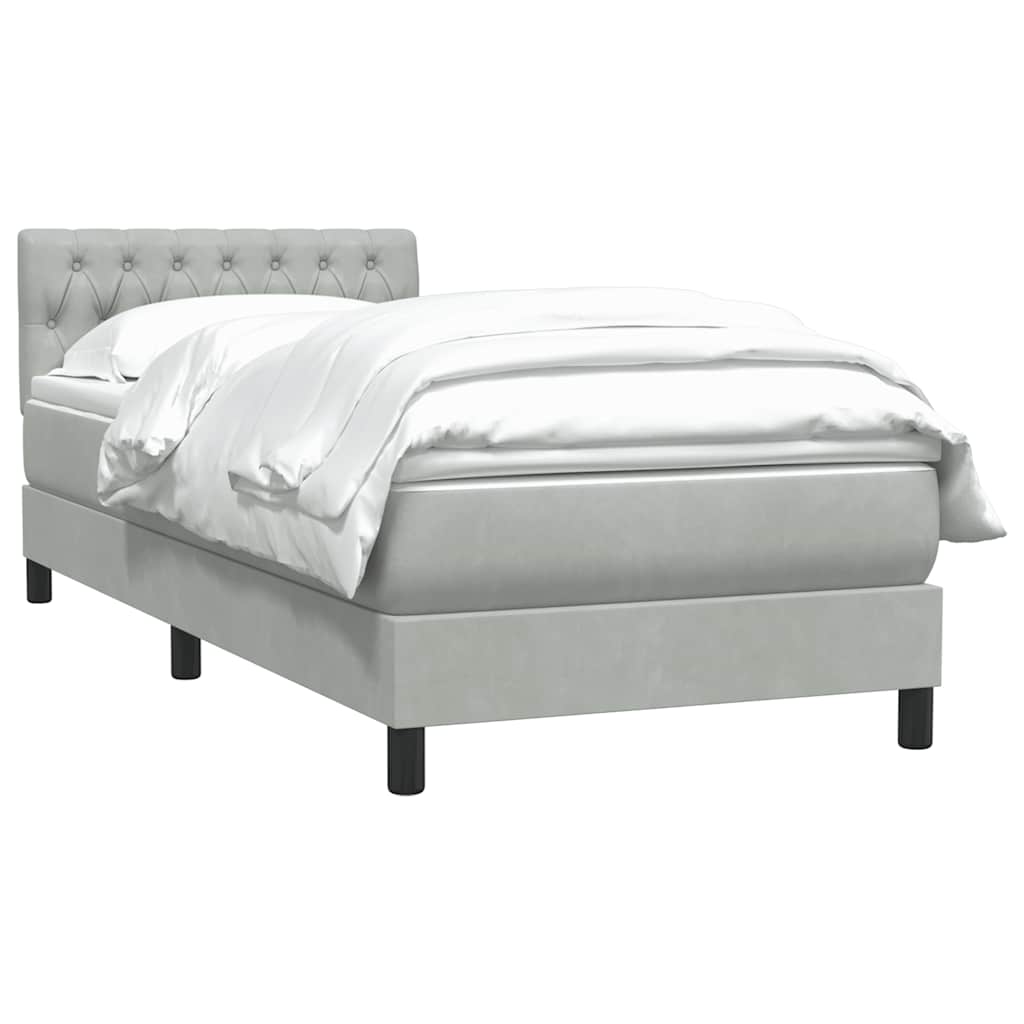 vidaXL Lit tapissier avec matelas Gris clair 80x210 cm Velours
