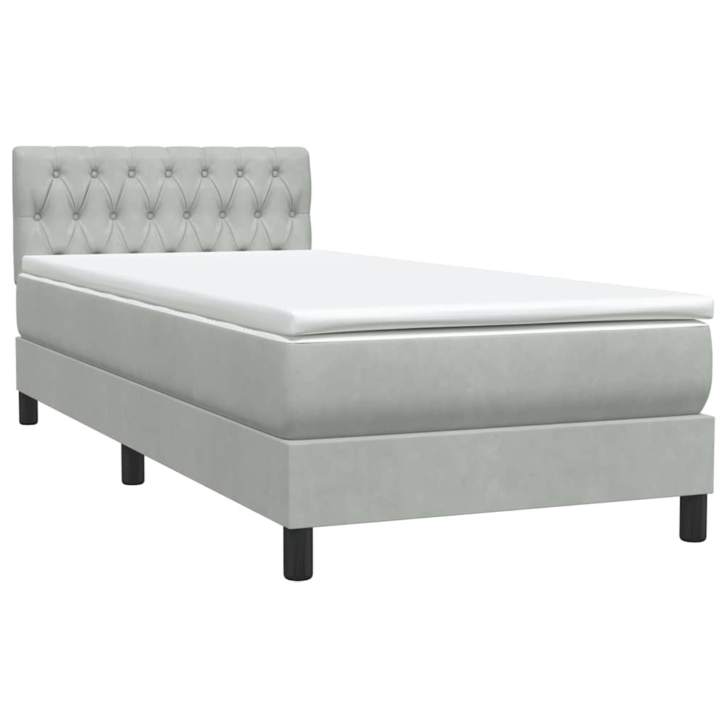 vidaXL Lit tapissier avec matelas Gris clair 80x210 cm Velours