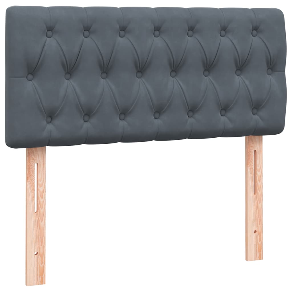 vidaXL Boxspringbett mit Matratze Dunkelgrau 90x210 cm Samt