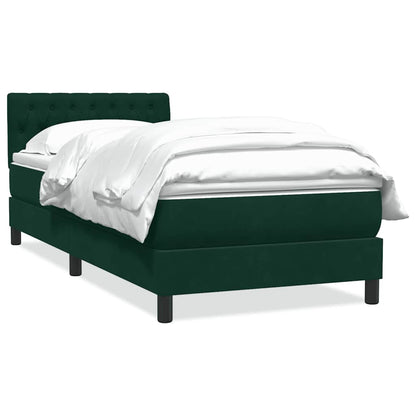 vidaXL Boxspringbett mit Matratze Dunkelgrün 90x210 cm Samt