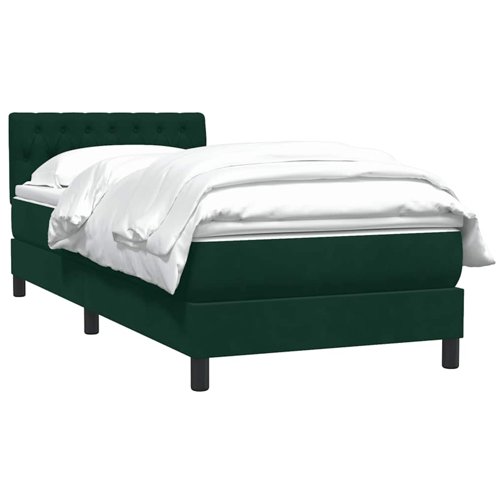 vidaXL Boxspringbett mit Matratze Dunkelgrün 90x210 cm Samt