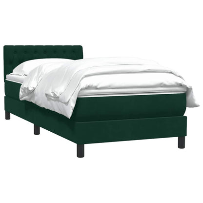 vidaXL Boxspringbett mit Matratze Dunkelgrün 90x210 cm Samt