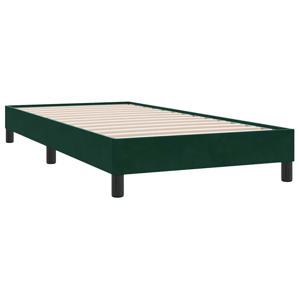 vidaXL Boxspringbett mit Matratze Dunkelgrün 90x210 cm Samt