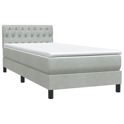 vidaXL Boxspringbett mit Matratze Hellgrau 100x210 cm Samt