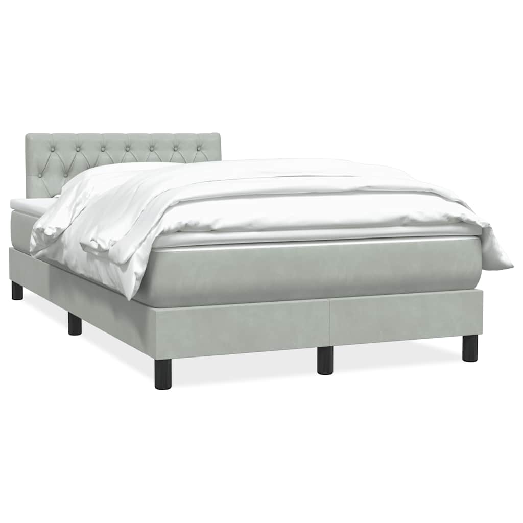 vidaXL Boxspringbett mit Matratze Hellgrau 120x210 cm Samt