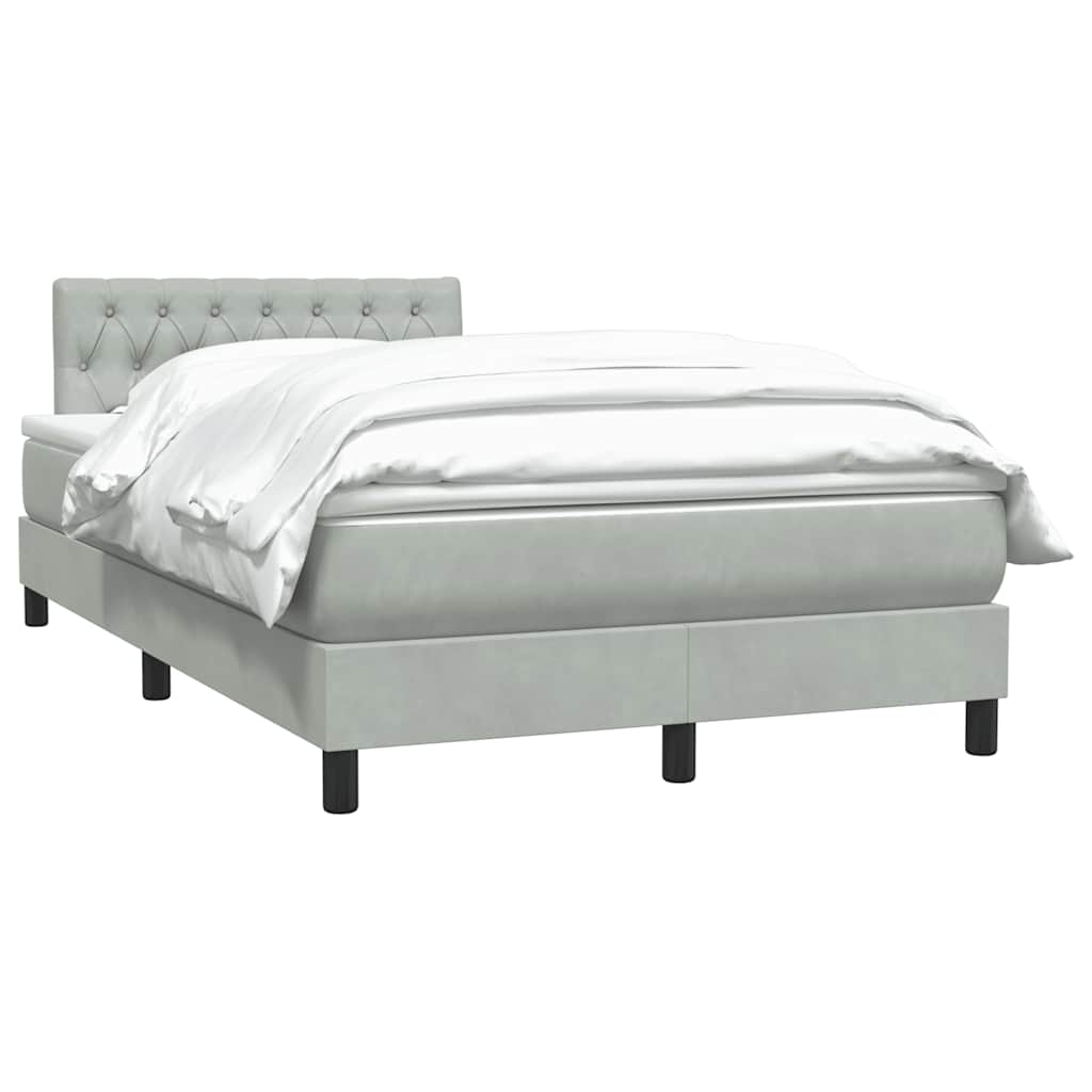 vidaXL Boxspringbett mit Matratze Hellgrau 120x210 cm Samt