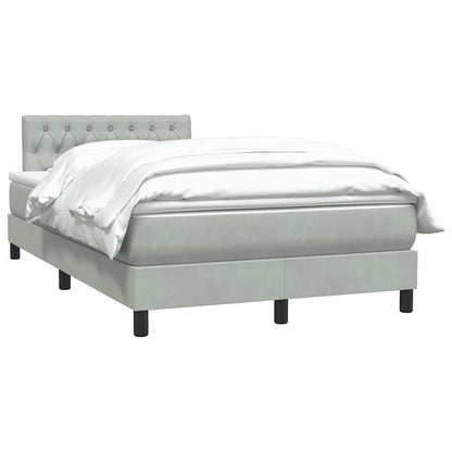 vidaXL Boxspringbett mit Matratze Hellgrau 120x210 cm Samt