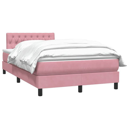 vidaXL Boxspringbett mit Matratze Rosa 120x210 cm Samt