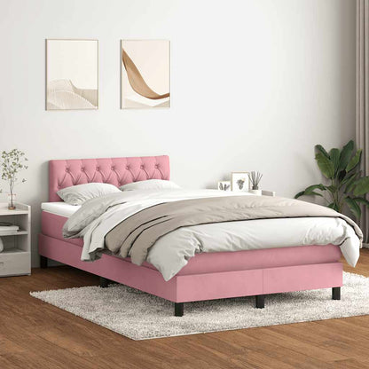 vidaXL Boxspringbett mit Matratze Rosa 120x210 cm Samt