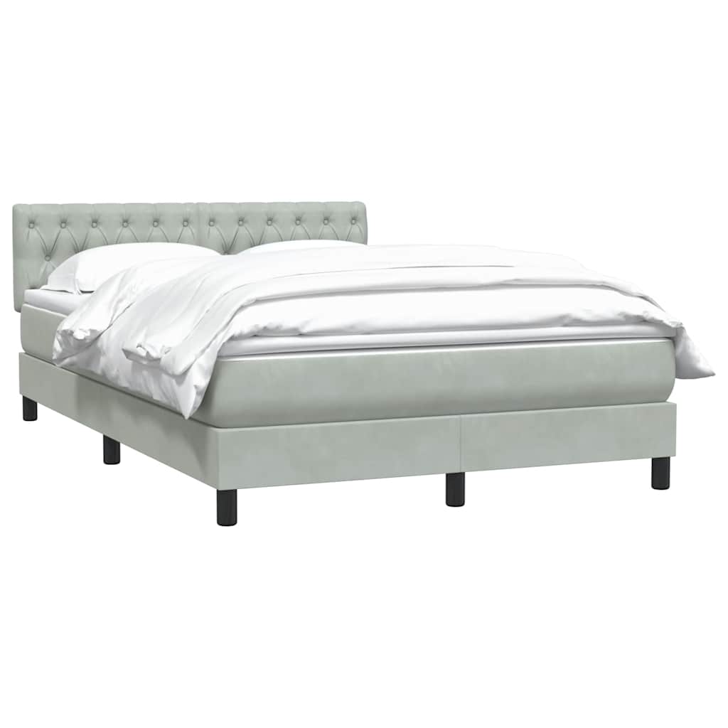 vidaXL Boxspringbett mit Matratze Hellgrau 140x210 cm Samt
