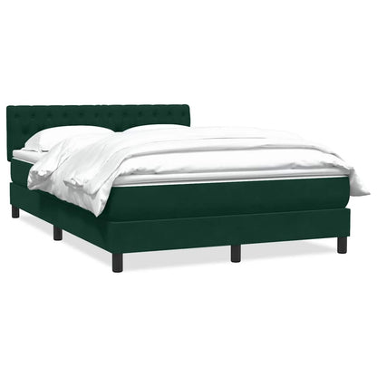 vidaXL Boxspringbett mit Matratze Dunkelgrün 140x210 cm Samt