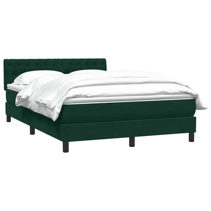 vidaXL Boxspringbett mit Matratze Dunkelgrün 140x210 cm Samt