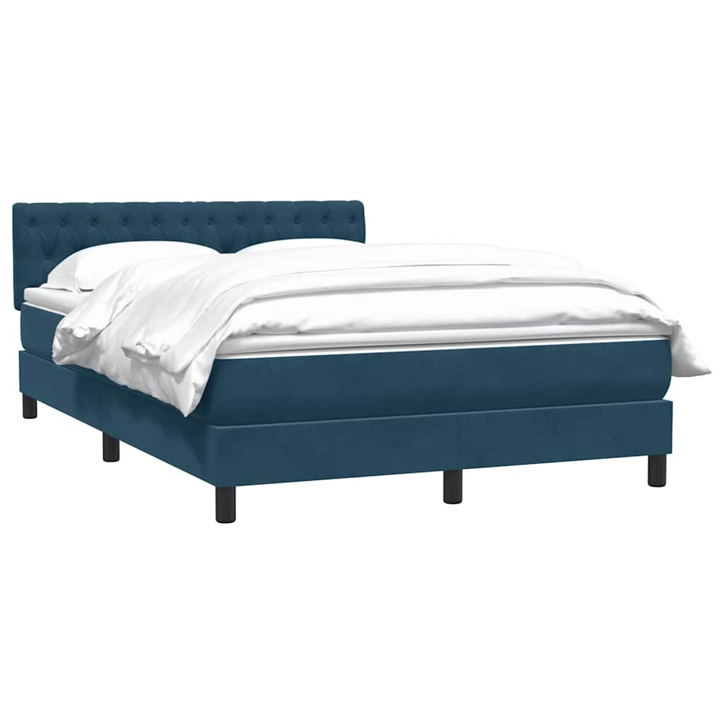 vidaXL Lit boxspring avec matelas bleu foncé 140x210 cm velours