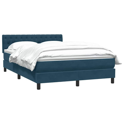 vidaXL Lit boxspring avec matelas bleu foncé 140x210 cm velours