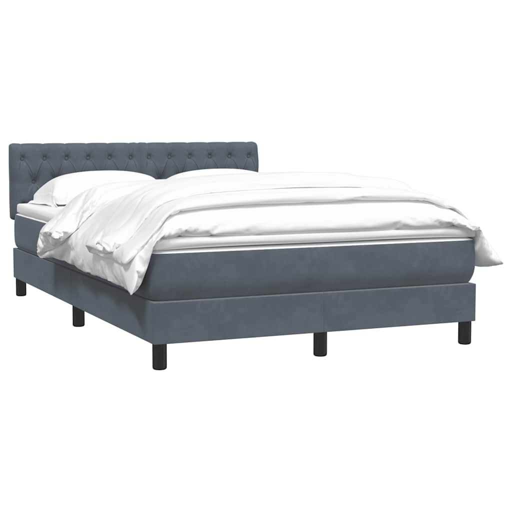 vidaXL Boxspringbett mit Matratze Dunkelgrau 160x210 cm Samt