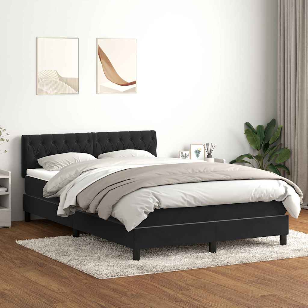 Boxspringbett mit Matratze Schwarz 160x210 cm Samt