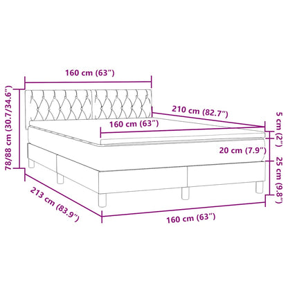 vidaXL Boxspringbett mit Matratze Dunkelgrün 160x210 cm Samt