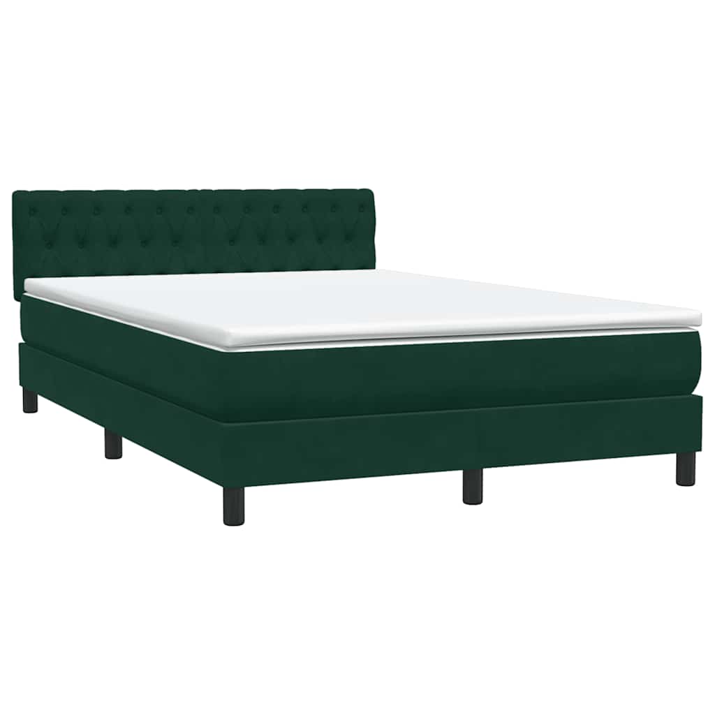 vidaXL Boxspringbett mit Matratze Dunkelgrün 160x210 cm Samt