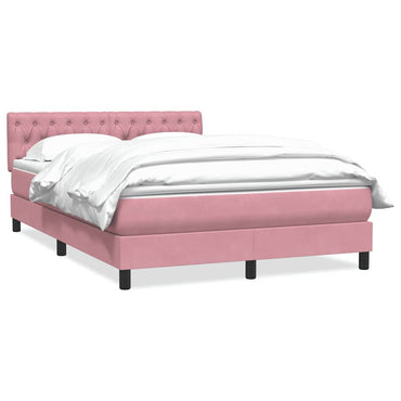 vidaXL Boxspringbett mit Matratze Rosa 160x210 cm Samt